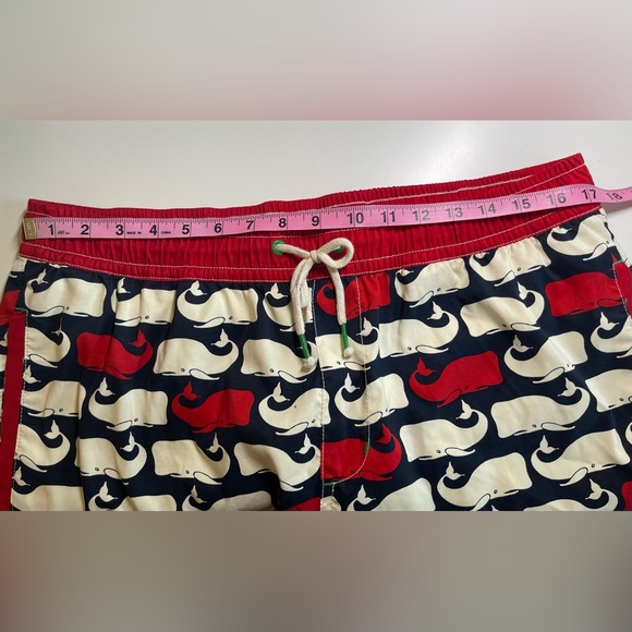 SPERRY Swim Trunks Men’s Whales Red/Navy/Ivory Lined Pockets Size L - Picture 7 of 11